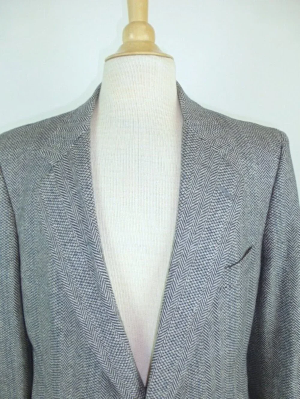 Bellamin Malibu black herringbone tweed  cashmere 42 Vintage